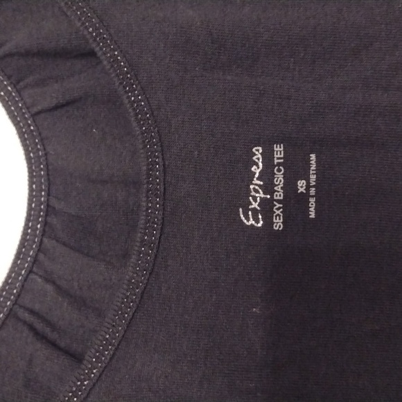 Express Vintage Black Sexy Basic T-shirt Cap Sleeve Keyhole Back XS - Picture 14 of 15